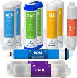 Express Water FLTSETALK1010 1 Year Alkaline Reverse Osmosis System Replacement Set, 10 100 GPD RO Membrane