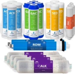 Express Water FLTSETALK2010Q 2 Years Alkaline Reverse Osmosis System Replacement Filter Set, 20 Filters with 100 GPD RO Membrane