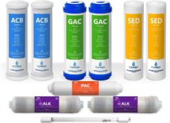 Express Water FLTSETALKUV10Q 1 Year Reverse Osmosis System Filter Set, 10 Filters Carbon GAC ACB PAC, Sediment SED, Alkaline, and UV Filters