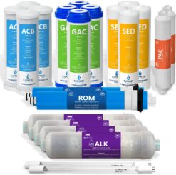 Express Water FLTSETALKUV225Q 2 Year Reverse Osmosis System Filter Set, 22 Filters with 50 GPD RO Membrane