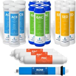 Express Water FLTSETC6S6G6I3M50 3 Year Reverse Osmosis System Replacement Filter Set, 22 Filters with 50 GPD RO Membrane