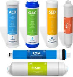 Express Water FLTSETDI0610QJ 6 Month Deionization Reverse Osmosis System Replacement Filter Set, 6 Filters with 100 GPD RO Membrane