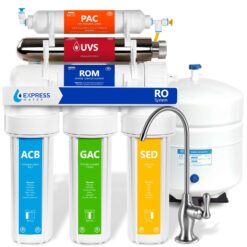 Express Water ROUV10D Ultraviolet Reverse Osmosis Water Filtration System, 6 Stage RO UV Water Filter with Faucet and Tank, 100 GPD