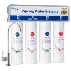 iSpring CU-A4 0.01μm Ultra-Filtration Under Sink Water Filter System, Tankless 4-Stage High Capacity, White