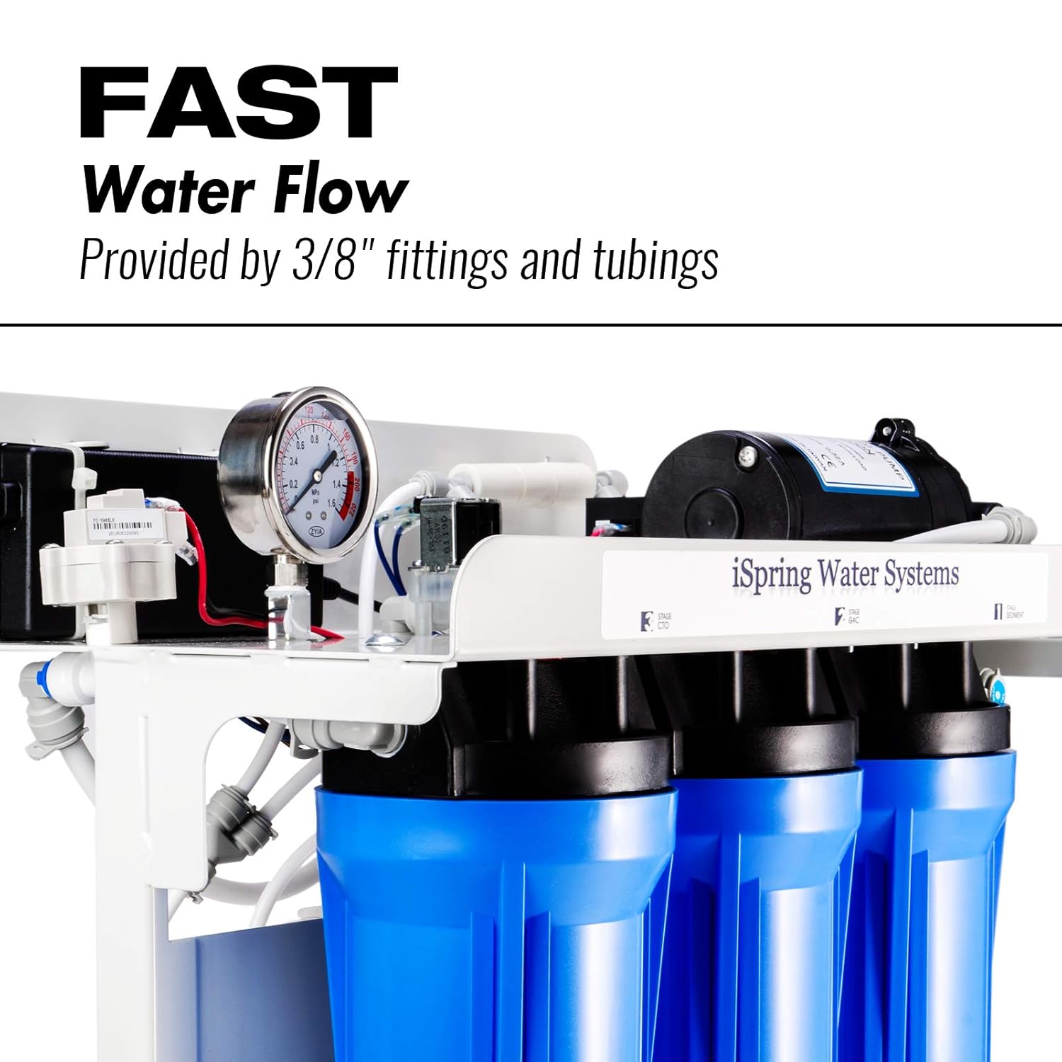 iSpring RCB3P Tankless Reverse Osmosis Filtration System, 300 GPD Under Sink RO System 1