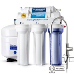 iSpring RCC2 Upgraded 200 GPD Capacity, 5-Stage Under Sink Reverse Osmosis Water Filter System, Patented Easy-Mount Faucet for Hassle-Free Installation