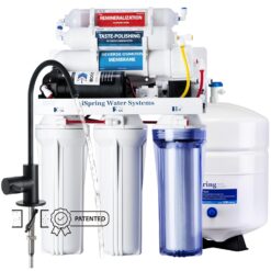iSpring RCC7P-AK-BLK 6-Stage Alkaline Reverse Osmosis System with Booster Pump, RO Water Filtration System