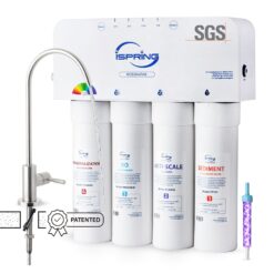 iSpring RO5004F-AK Alkaline Reverse Osmosis Water Filter with UV, SGS Tested PFAS and TDS Reduction, 500 GPD