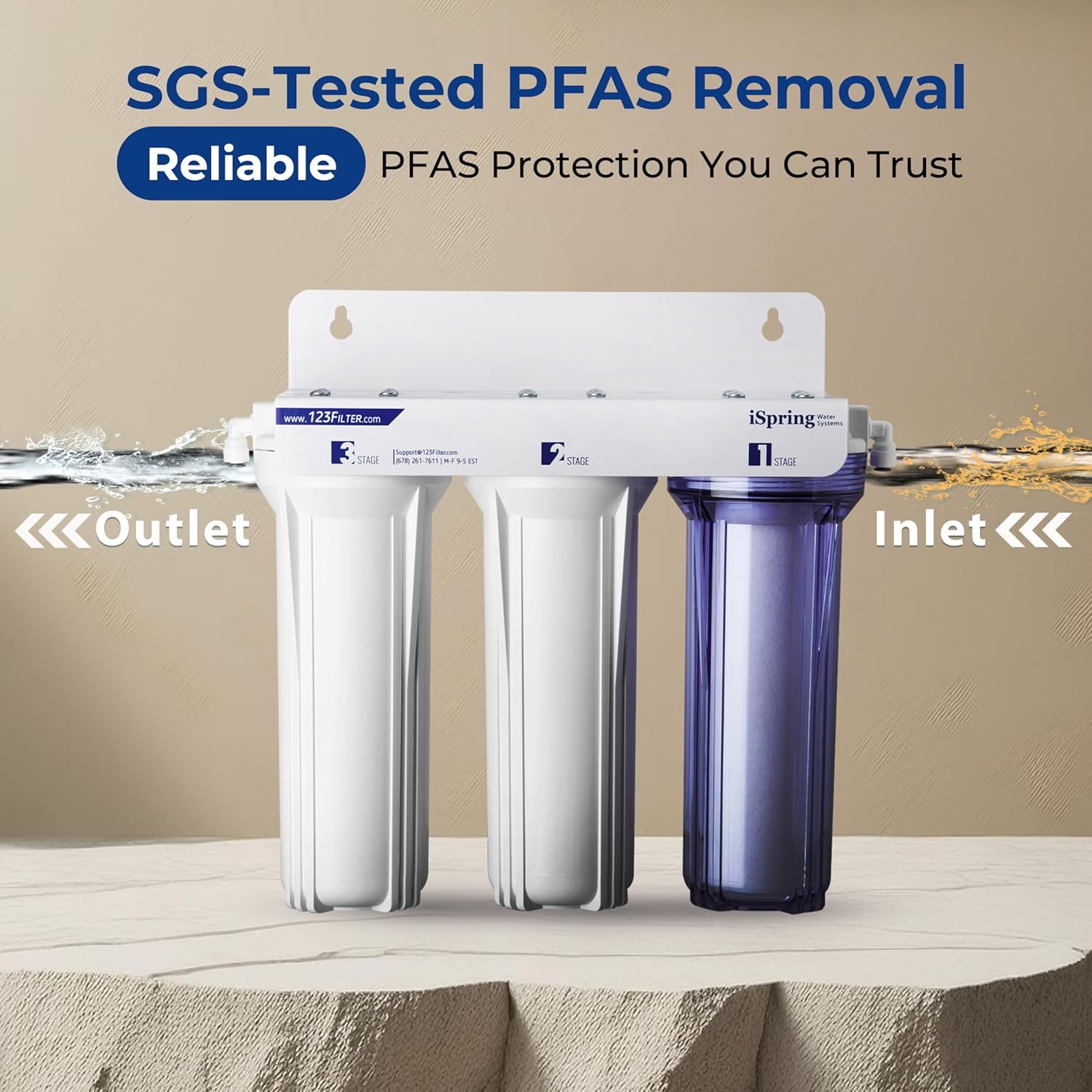 iSpring US31-PF Classic 3-Stage Under Sink Water Filtration System for Drinking, SGS-Tested PFAS Reducing 1