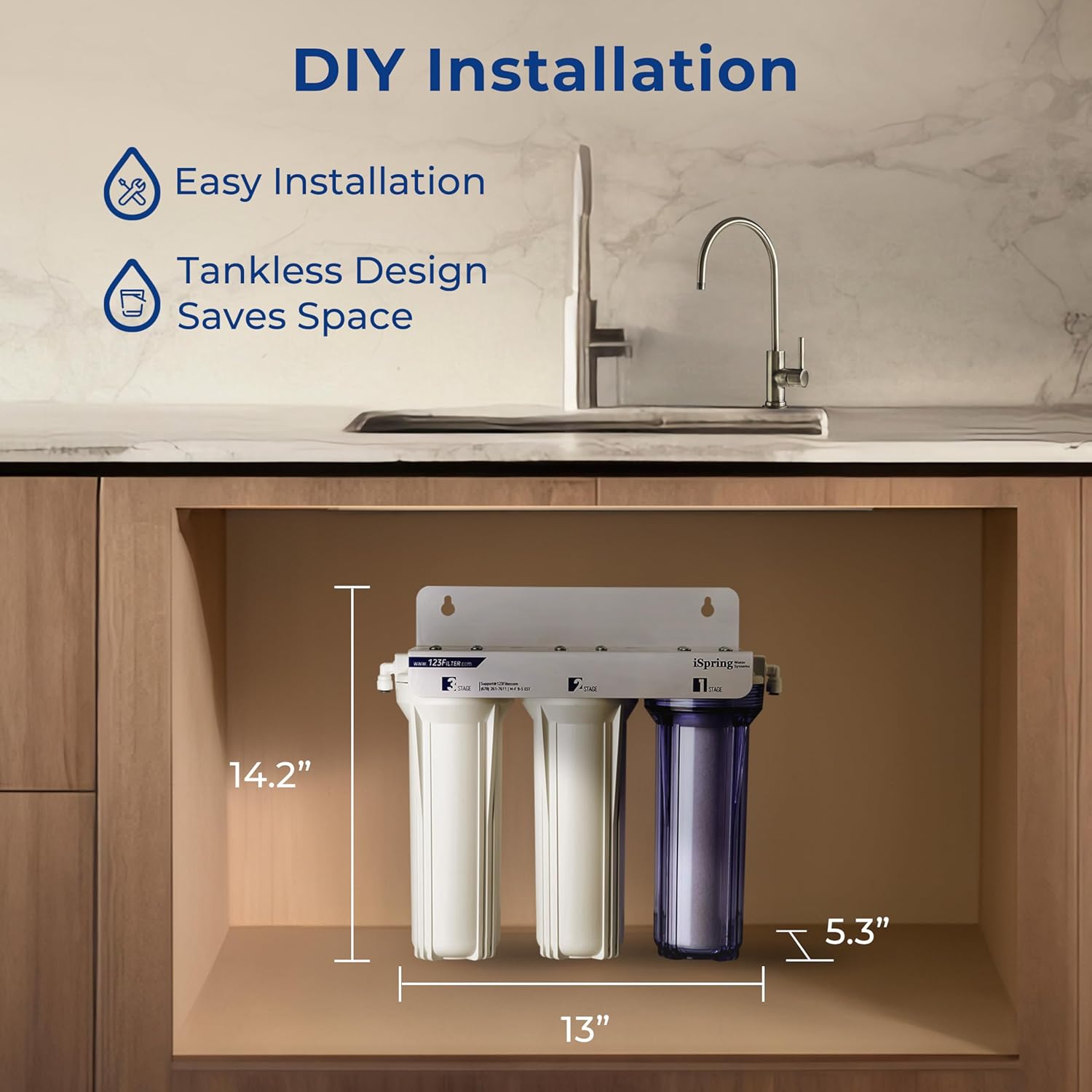 iSpring US31-PF Classic 3-Stage Under Sink Water Filtration System for Drinking, SGS-Tested PFAS Reducing 4