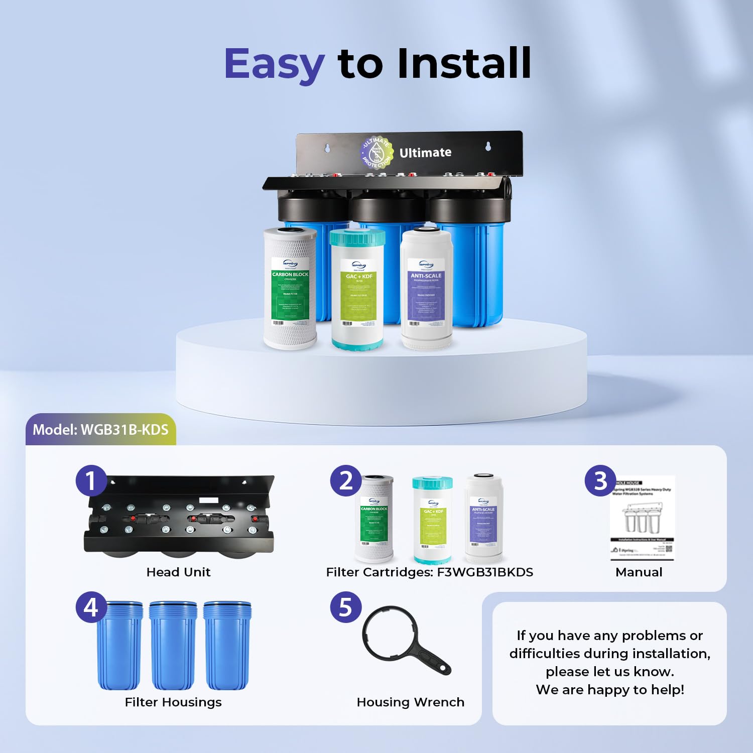 iSpring WGB31B-KDS Ultimate Protection Whole House Water Filter System, Reduces Heavy Metals, Scale, Chlorine, Chloramine 6