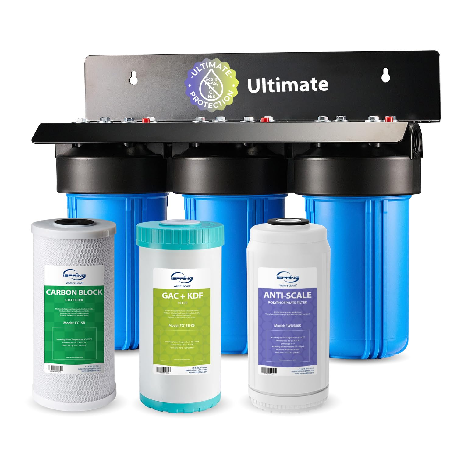 iSpring WGB31B-KDS Ultimate Protection Whole House Water Filter System, Reduces Heavy Metals, Scale, Chlorine, Chloramine iSpring WGB31B-KDS Ultimate Protection Whole House Water Filter System, Reduces Heavy Metals, Scale, Chlorine, Chloramine