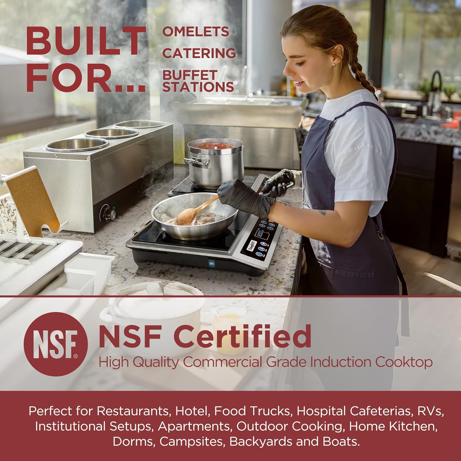 ChangBERT CIB-80 Pro Induction Cooktop NSF Certified Professional Chef Edition Stove, 1800W Commericial Induction Burner 1