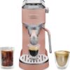 De'Longhi EC890PK Dedica Duo Compact Espresso Machine - Cold Brew Coffee Maker with Milk Frother Wand, Rosé Pink