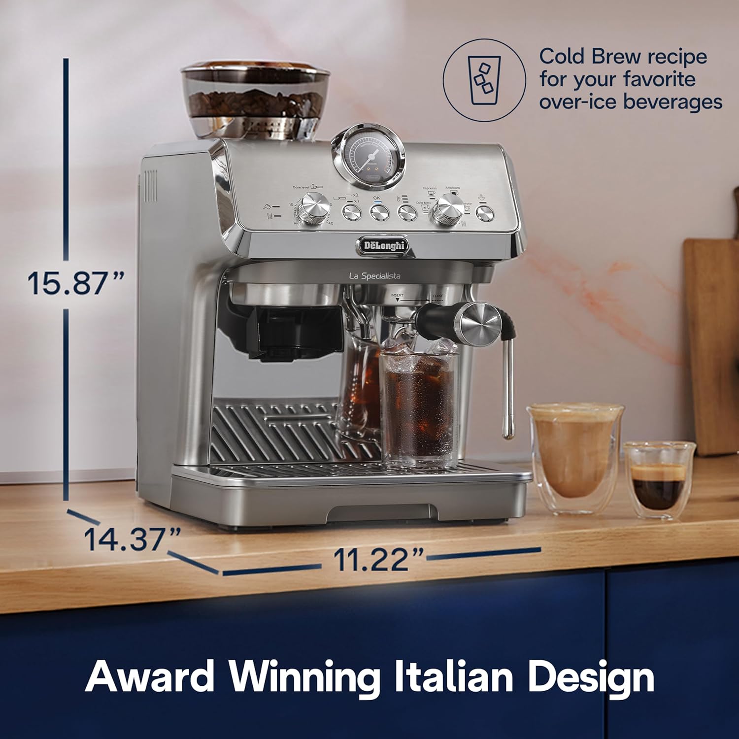 De'Longhi EC9255M La Specialista Arte Evo Espresso Machine - Compact Cold Brew Coffee Maker with Grinder 1