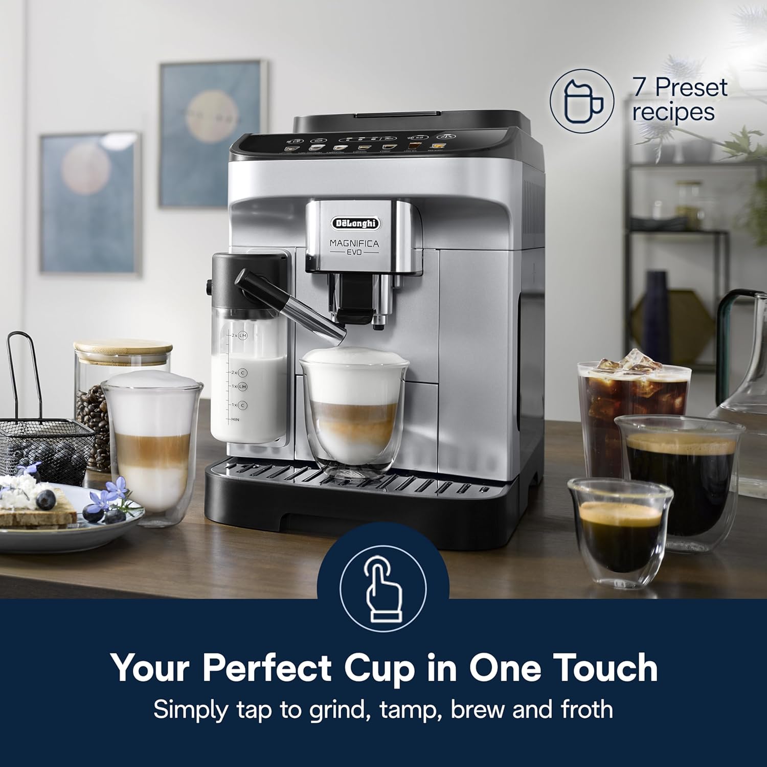 De'Longhi ECAM29084SB Magnifica Evo Automatic Espresso & Coffee Machine with Auto Milk Frother, Silver 3