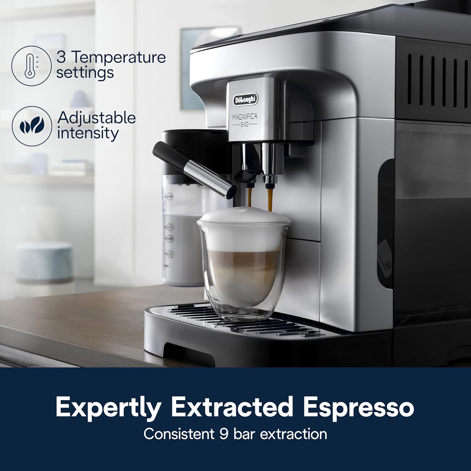 De'Longhi ECAM29084SB Magnifica Evo Automatic Espresso & Coffee Machine with Auto Milk Frother, Silver 4