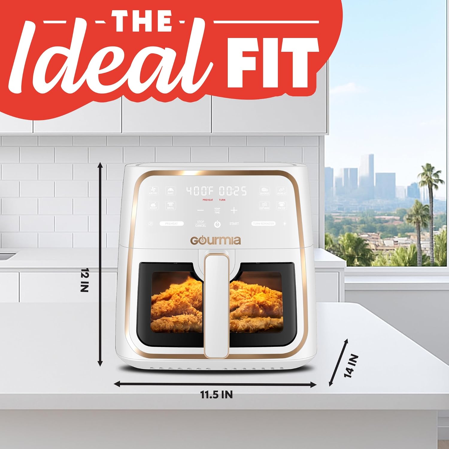 Gourmia 8 Qt Air Fryer, 8 Presets with Digital Display, FryForce 360° Technology, White 7