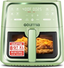Gourmia GAF823G 8 Qt Air Fryer, 8 Presets with Digital Display, FryForce 360° Technology, Green