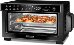 Gourmia GTF1188BA Toaster Oven Digital Air Fryer - Convection Mode with 4 Slice Capacity, 3 Rack Positions, Black