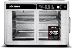 Gourmia GTF3588S French Door Air Fryer Oven - 37 Qt Large Capacity Convection Toaster Oven, FryForce 360°, Stainless Steel