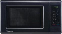 Magic Chef MC99MB 0.9 Cubic Feet 900 Watt Stainless Countertop Microwave Oven for Compact Spaces with 6 Pre Programmed Cooking Modes, Black