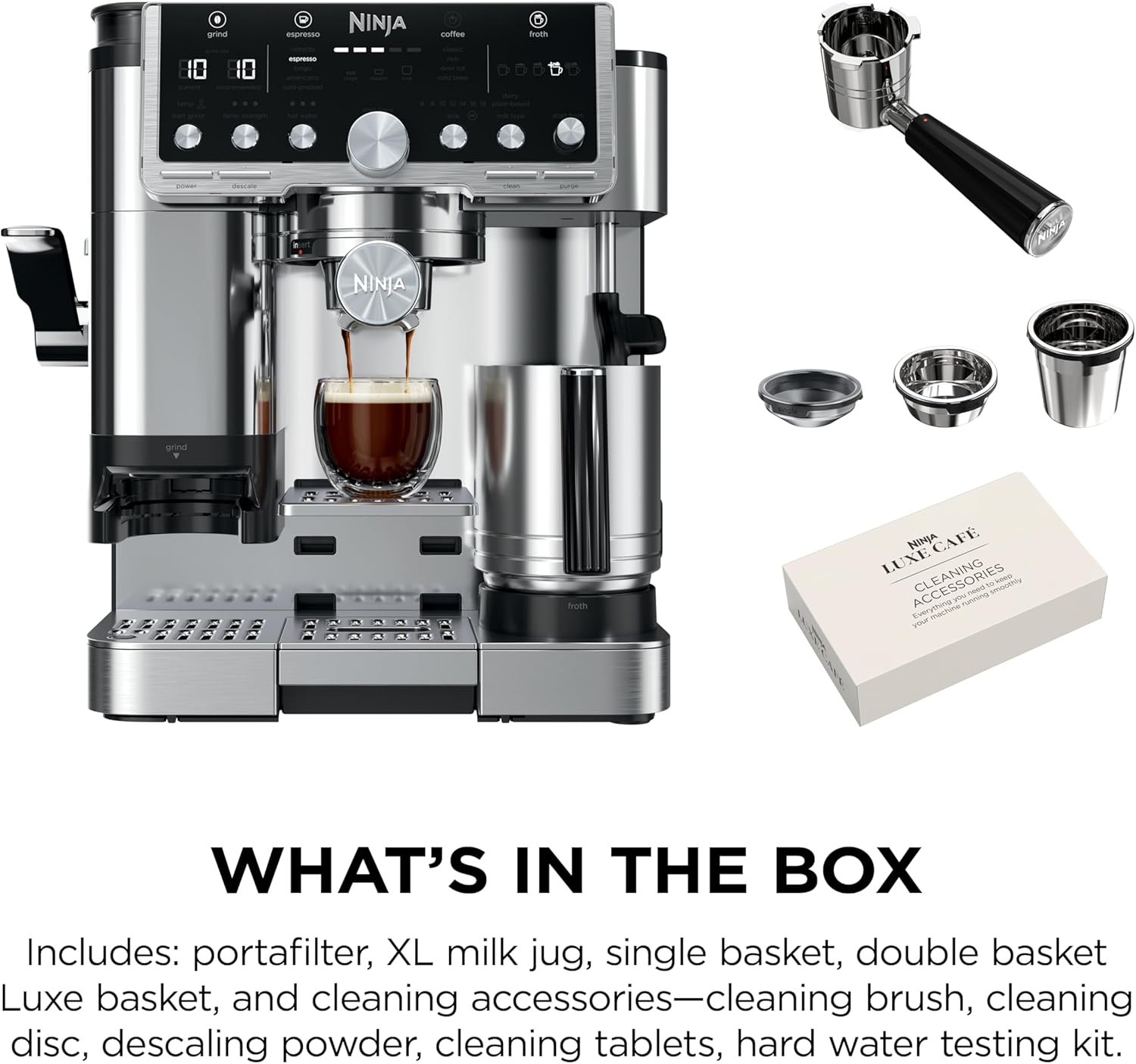 Ninja ES701 Luxe Café Pro Series, Espresso Machine, Drip Coffee, Cold Brew, Hot Water, Integrated Tamper 10
