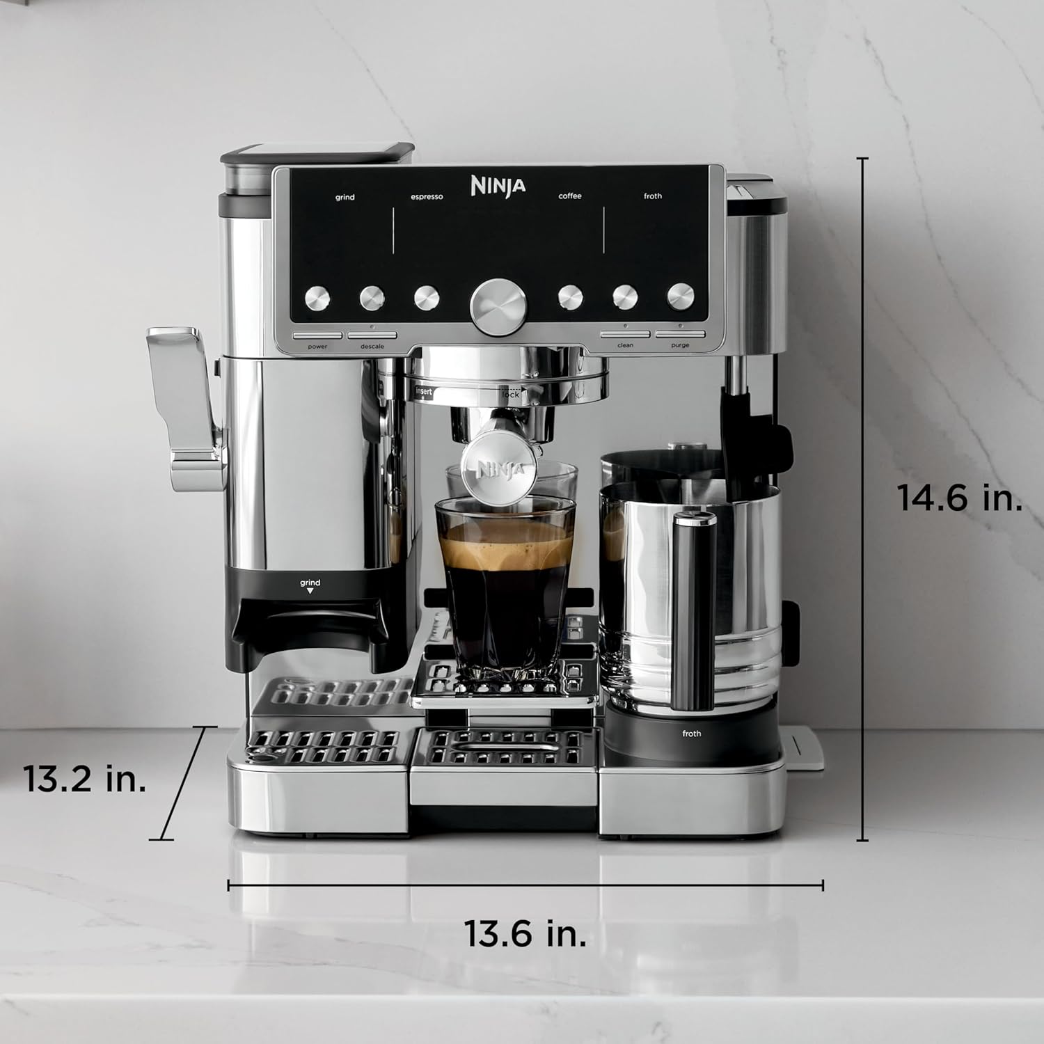 Ninja ES701 Luxe Café Pro Series, Espresso Machine, Drip Coffee, Cold Brew, Hot Water, Integrated Tamper 12