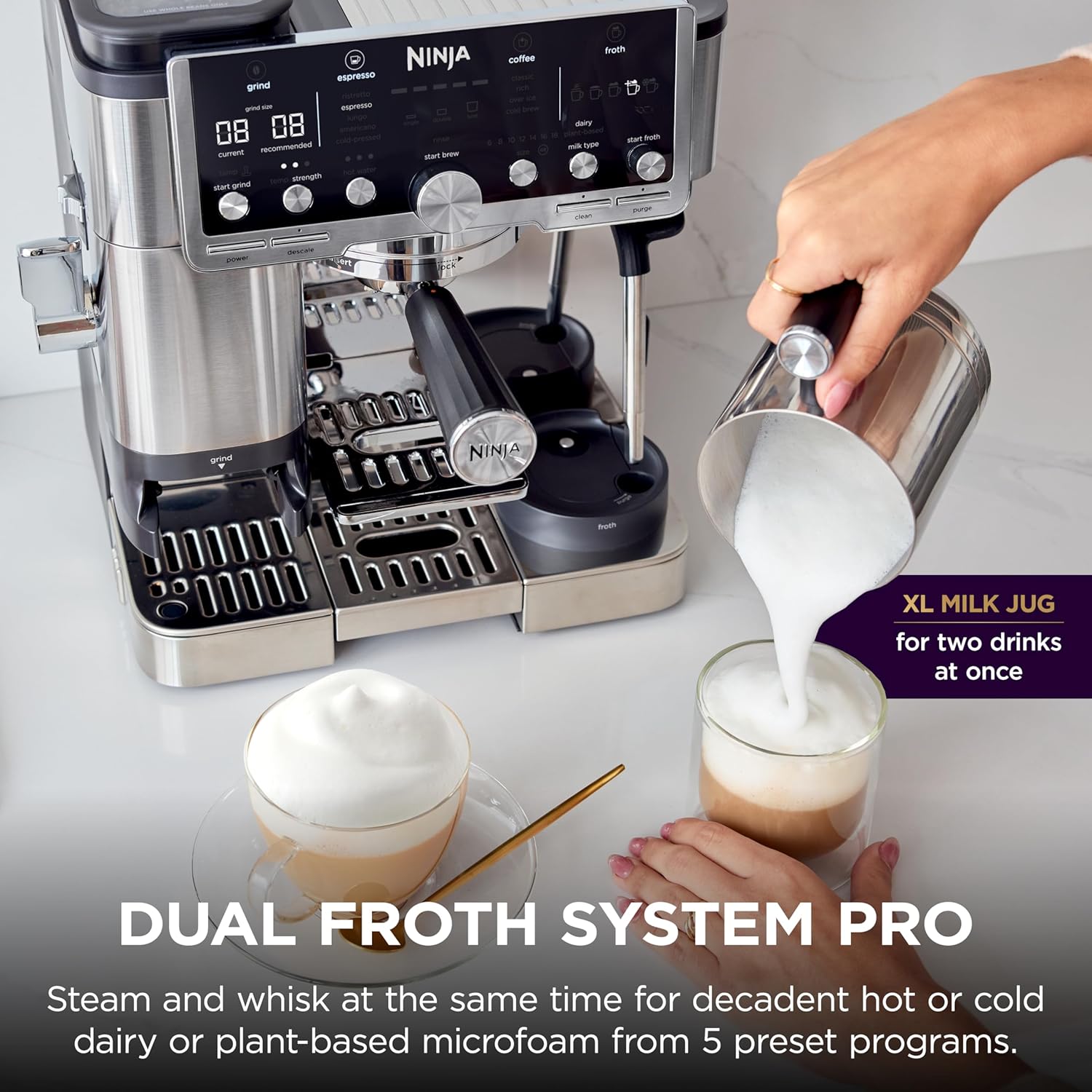 Ninja ES701 Luxe Café Pro Series, Espresso Machine, Drip Coffee, Cold Brew, Hot Water, Integrated Tamper 7