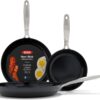 OXO CC005960-004 Enhanced, 8" 10" and 12" 3 Piece Frying Pan Skillet Set, Healthy Ceramic Nonstick, Black