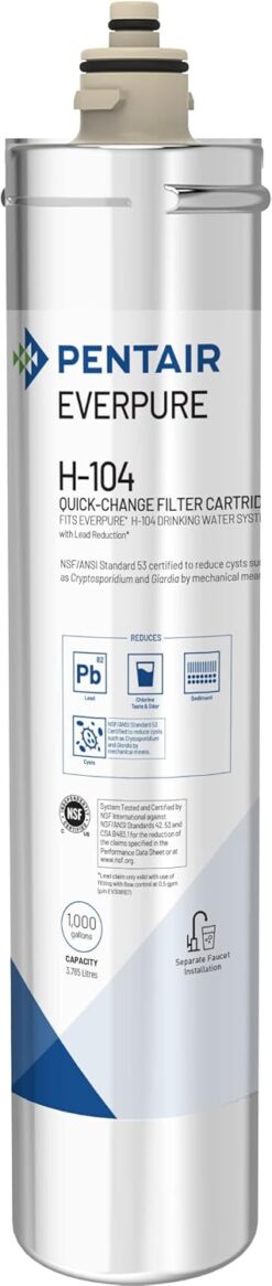 Pentair Everpure H-104 Quick-Change Filter Cartridge, EV961211, For Use in Everpure H-104 Drinking Water System