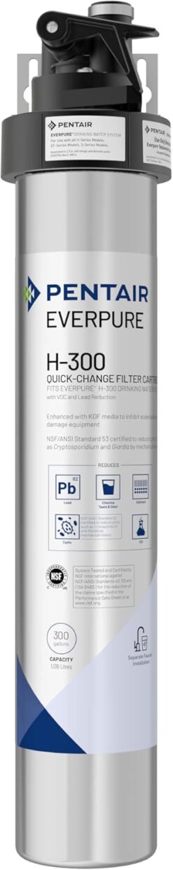 Pentair Everpure H-300 Drinking Water System, EV927076, NSF Certified to Reduce Lead, Includes Filter Head