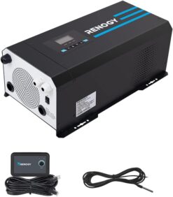 Renogy 2000w Pure Sine Wave Inverter Charger 12V DC to 120V AC Surge 6000w Off-Grid Solar Inverter Charger