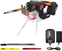 WORX WX550L Cordless Reciprocating Saw&Jigsaw, 20V ¾" 2-in-1 Saw, ¾" Stroke Length, 2-in-1 functions