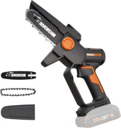 Worx WG325.9 20V Cordless 5" Pruning Saw, Brushless Mini Chainsaw Cordless, Lightweight Electric Chainsaw 33 ft/s