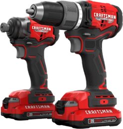CRAFTSMAN CMCK211C2 V20 RP Cordless Drill and Impact Driver, Brushless Power Tool Combo Kit, 2 Batteries and Charger Included