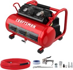 CRAFTSMAN CMXECXA0200244A Air Compressor, 2 Gallon Portable Air Compressor 1/3HP Max 125 PSI Oil-Free Light Weight with 10 PCS Accessory Kit