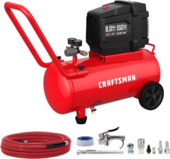 CRAFTSMAN CMXECXA0200842A Air Compressor 8 Gallon Oil-Free 1.8 HP Max 150 PSI Horizontal Tank with 10 PCS Accessories