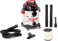 CRAFTSMAN CMXEVBE17155 10 Gallon 6.0 Peak HP Stainless Steel Wet Dry Vac, Portable Shop Vacuum Wet and Dry with Filter