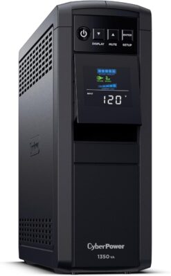 CyberPower CP1350PFCLCD PFC Sinewave UPS Battery Backup and Surge Protector, 1350VA/880W, 12 Outlets, AVR