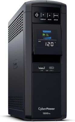 CyberPower CP1500PFCLCD PFC Sinewave UPS Battery Backup and Surge Protector, 1500VA/1000W, 12 Outlets, AVR
