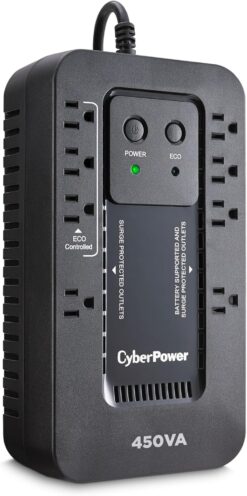 CyberPower EC450G Ecologic Battery Backup & Surge Protector UPS System, 450VA/260W, 8 Outlets, ECO Mode