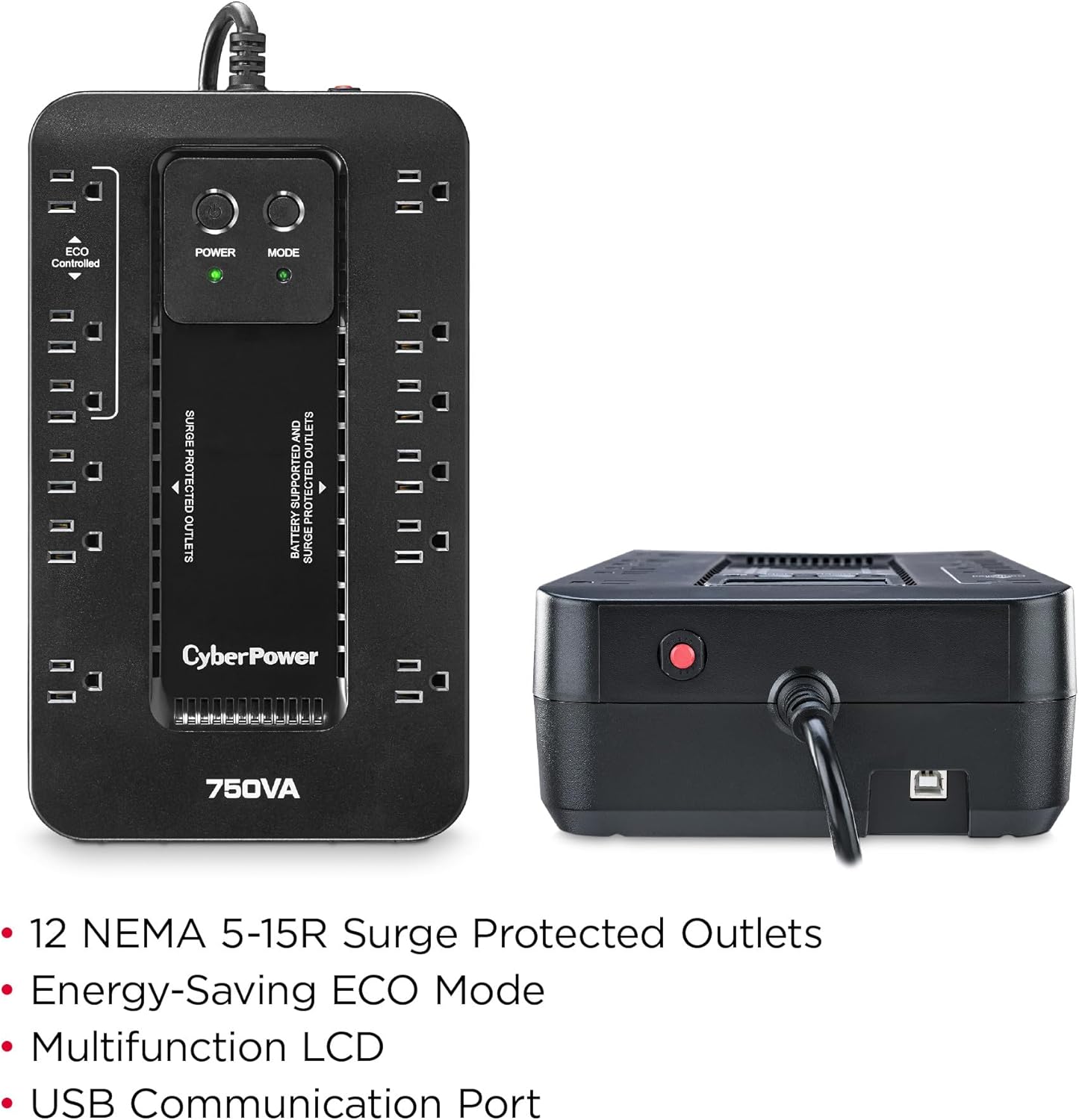 CyberPower EC750G Ecologic Battery Backup & Surge Protector UPS System 4