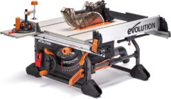 Evolution R10TS 10" Jobsite Table Saw, 15A Powerful Motor, Multi-Material Cutting 10" TCT Blade