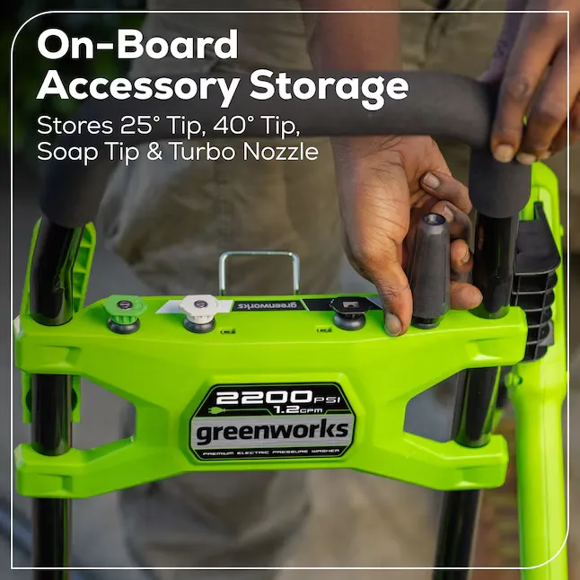 Greenworks GPW2201 2200-PSI 1.2-GPM Cold Water Electric Pressure washer with 4 Spray Tips 8_11zon