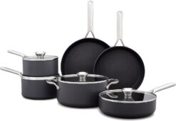 OXO CC004748-001 Professional 10 Piece Cookware Pots and Pans Set, Hard Anodized Ceramic Nonstick PFAS-Free, Black