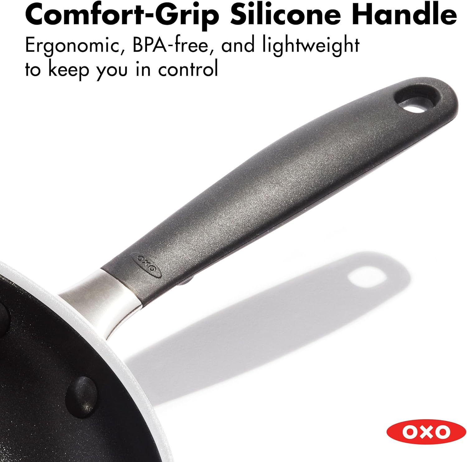 OXO CC010474-001 Non-Stick Every Day Frying Pan Set, BPA-Free Comfort Grip Silicone Handles, Black, 8”, 10” & 12” 4
