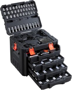 VEVOR 100002 Mechanics Tool Set, 256-Piece Mechanic Tool Kit, 1/4 in, 3/8 in, and 1/2 in Drive