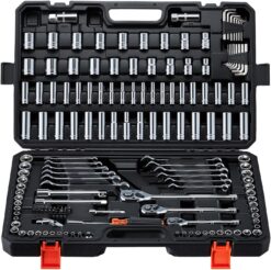 VEVOR 100004 Mechanics Tool Set, 159-Piece Mechanic Tool Kit, 1/4 in, 3/8 in, and 1/2 in Drive, SAE and Metric Socket Set