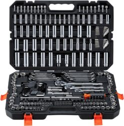 VEVOR 100007 Mechanics Tool Set, 253-Piece Mechanic Tool Kit, 1/4 in, 3/8 in, and 1/2 in Drive, SAE and Metric Socket Set